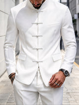 [Pre-order] Men's Neo-Chinese Chic Evening Gala Frog Button Mandarin Collar Flap Pocket Blazer SKUL88538