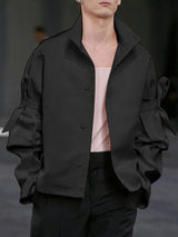 Men's Bow Patchwork Long Sleeve Shirt SKUL35119