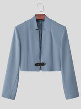 Men's Avant-Garde Minimalist Leather Buckle Cropped Blazer SKUL77993