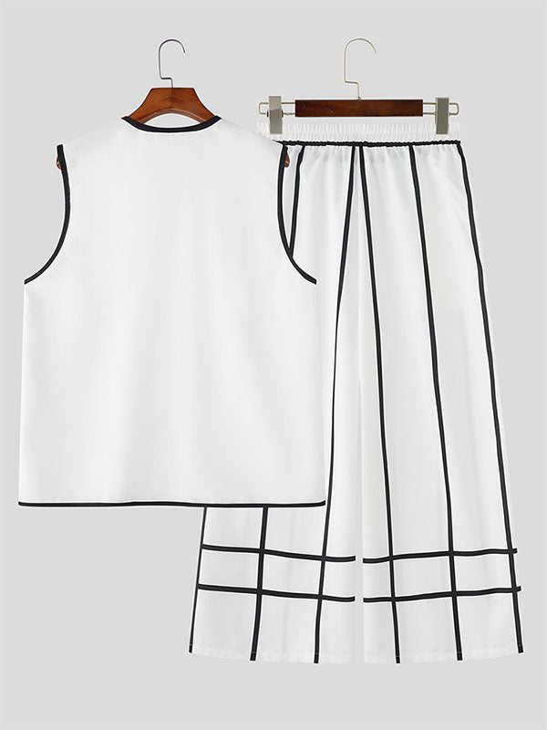 Men's Bold Line Colorblock Two Pieces Outfit SKUL23930