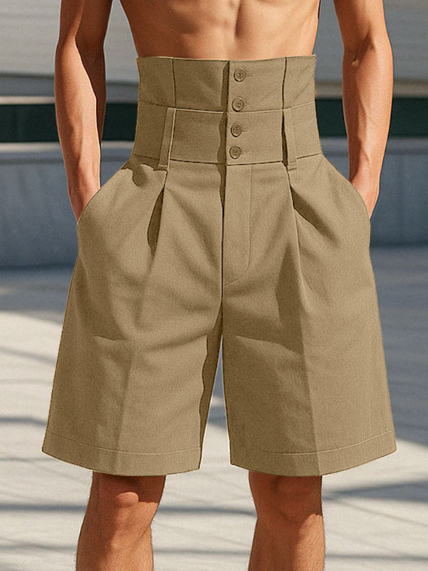 Mens Solid Color High-Waisted Casual Short SKUL15040