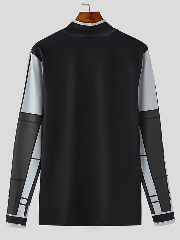 Mens Color-Block Slim-Fit Long-Sleeve T-Shirt SKUK85354