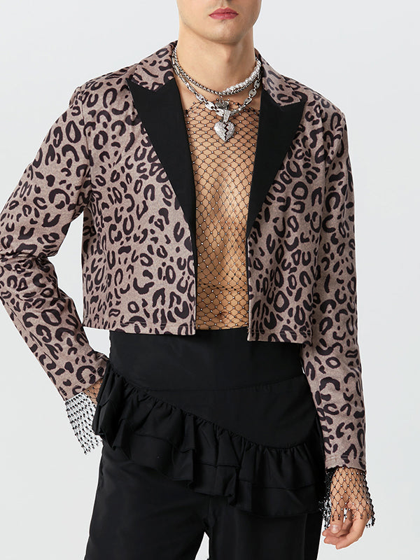 Mens Leopard Long Sleeve Blazer Crop Top SKUK31894