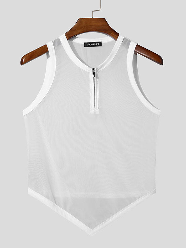 Mens Sheer Mesh Zip-Up Tank SKUL00962