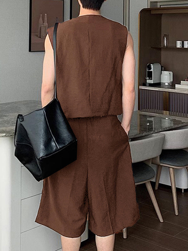 Mens Solid Color Casual Two Pieces Outfit SKUL09416