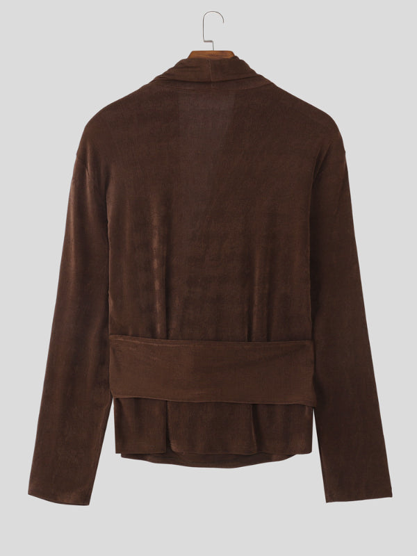 Men's Solid Textured Long Sleeve T-Shirt SKUL29616