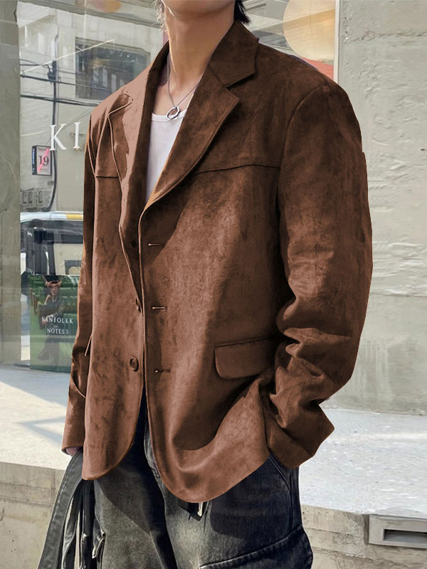 Mens Suede Panel Long-Sleeve Blazer SKUK91128