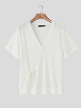 Mens Solid Color Textured Short Sleeve T-Shirt SKUL18990