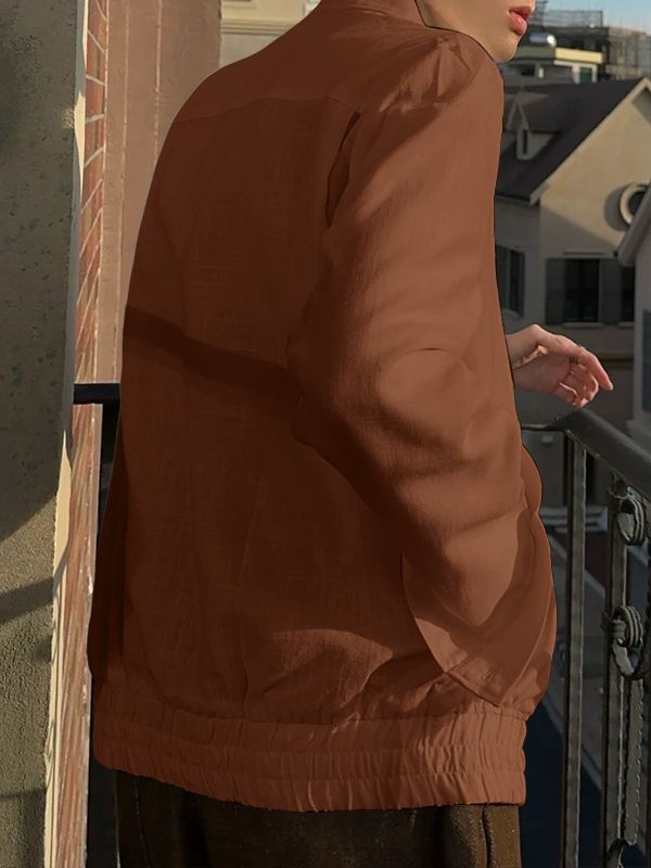 Men's Solid Color Casual Long Sleeve Jacket SKUL36622