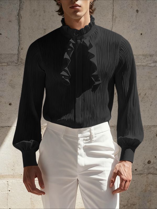 Men's Ruffle Textured Long Sleeve Shirt SKUL42557