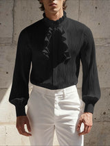 Men's Ruffle Textured Long Sleeve Shirt SKUL42557