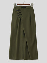 Men's Solid Color Frog Button Pant SKUL58740