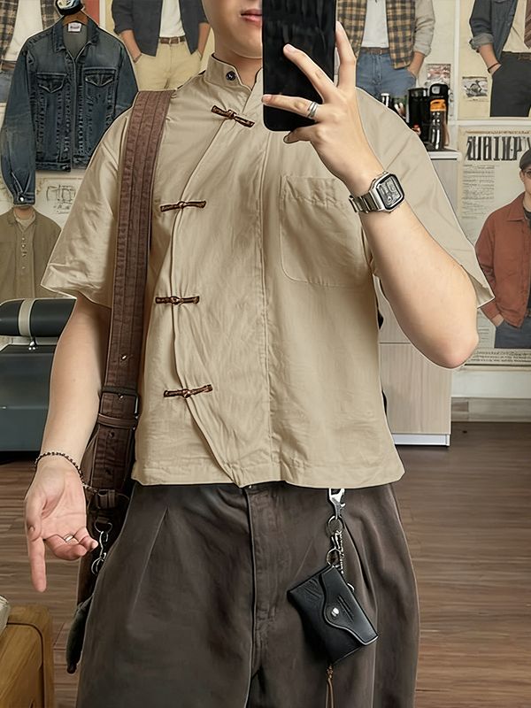 Men's New Chinese Style Relaxed Boxy Shirt SKUL57123