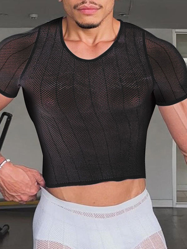 Mens Sheer Mesh Short Sleeve T-Shirt SKUL04436