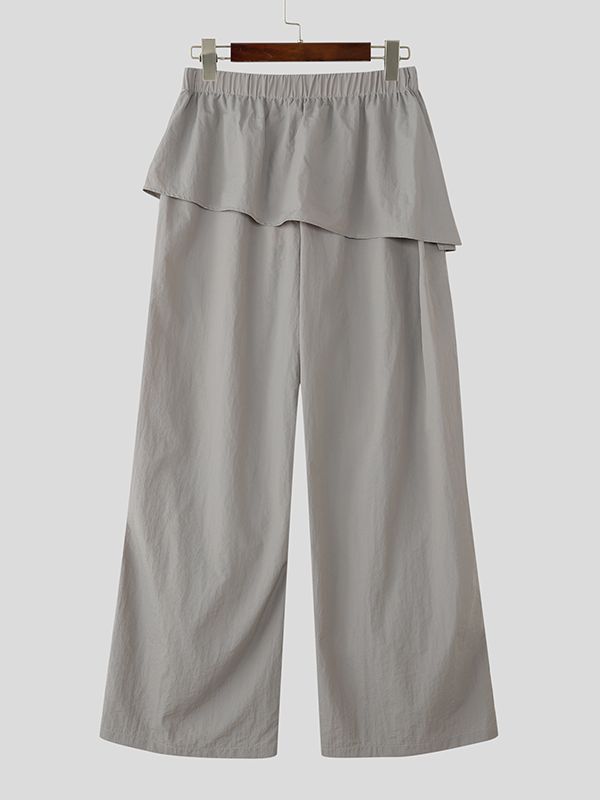 Men's Faux Two Piece Ruched Wide Leg Pant SKUL46111