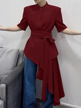 Men's Deconstructed Irregular Hem Waist Cinched Blazer SKUL41367