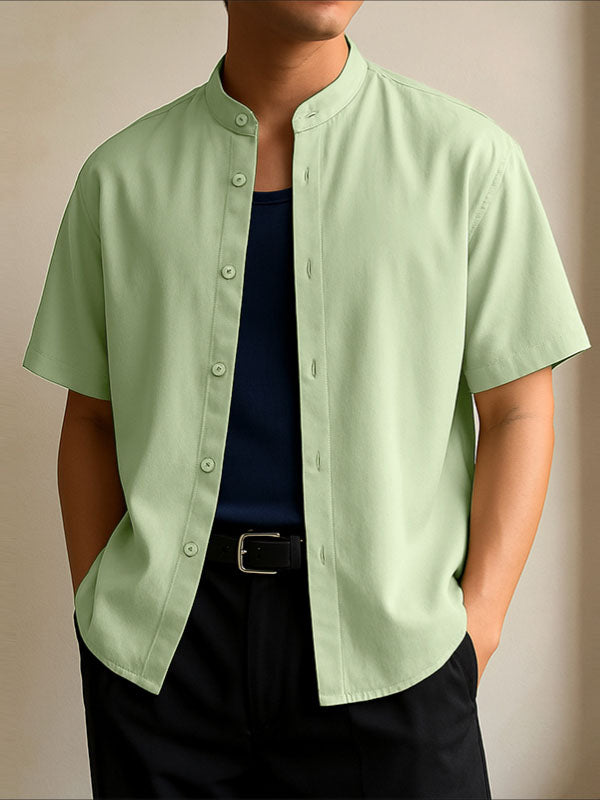 Mens Solid Color Casual Short Sleeve Shirt SKUL20165