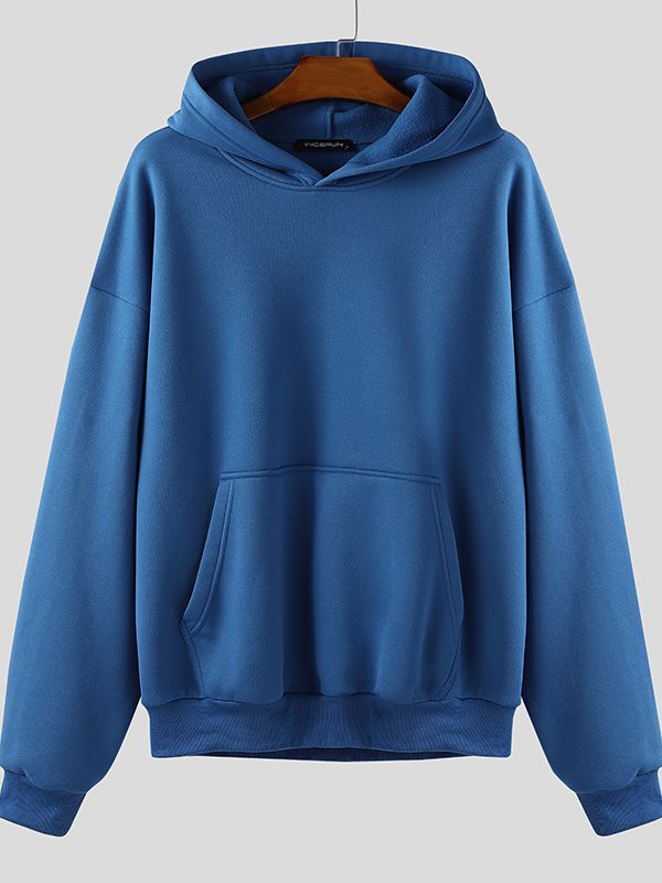 Men's Solid Color Kangaroo Pocket Hoodie SKUL34131