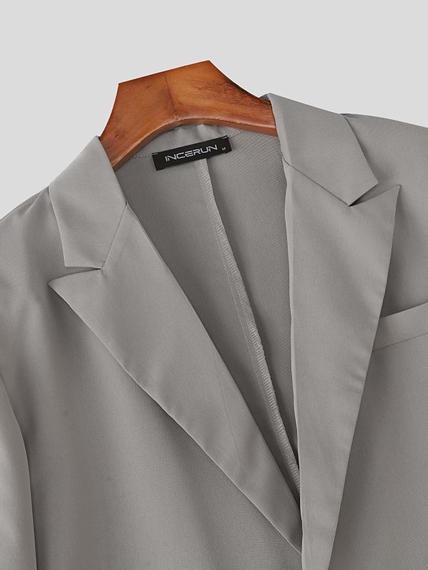 Men's Solid Color Cropped Long Sleeve Blazer SKUL50060