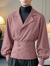 Men's Solid Waist Long Sleeve Shirt SKUL40547