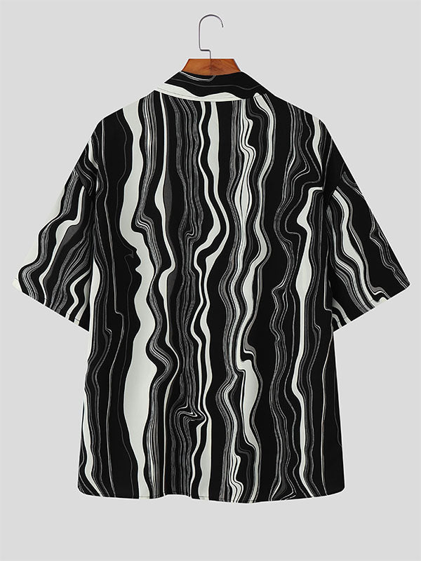 Mens Wavy Striped Short Sleeve Shirt SKUL22415