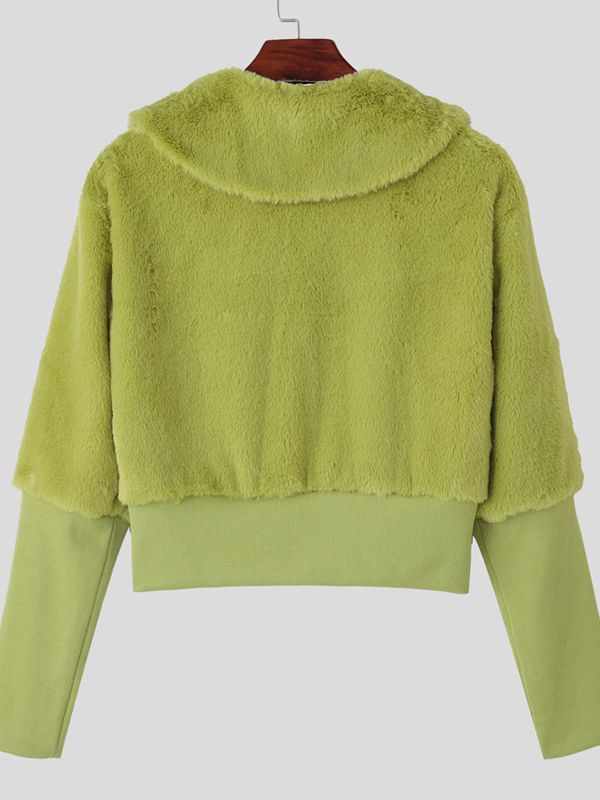 Men's Plush Cropped Long Sleeve Jacket SKUL41257