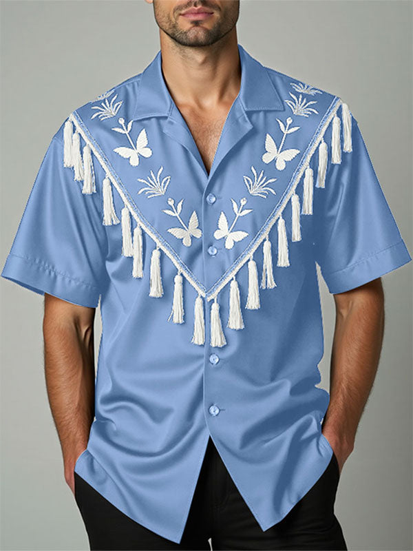 Mens Fringe Panel Short Sleeve Shirt SKUL07803