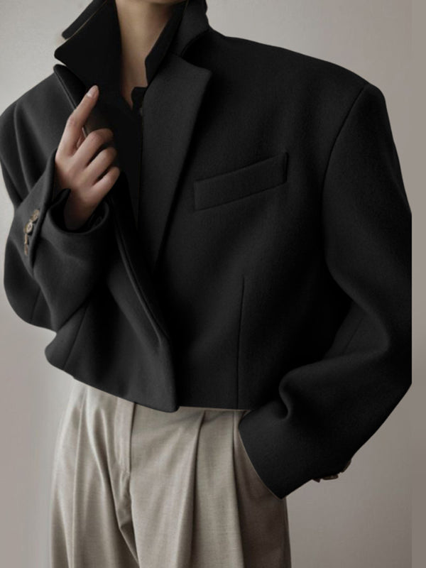 Men's Solid Color Cropped Long Sleeve Blazer SKUL30419