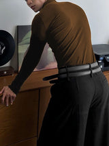 Men's Textured Knit Lapel Long Sleeve T-Shirt SKUL32787