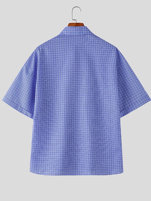 Men's Casual Plaid Short Sleeve Shirt SKUL50079