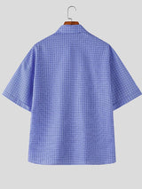 Men's Casual Plaid Short Sleeve Shirt SKUL50079