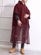 Men's Avant-Garde Darkwear Nightclub Party Sheer Mesh Patchwork Cape Cloak SKUL84578