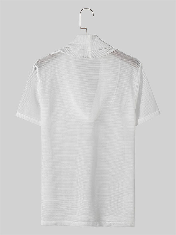 Mens Solid See Through Cowl Neck T-Shirt SKUK52941