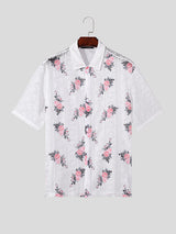 Mens Hollow See Through Floral Print Shirt SKUK51739