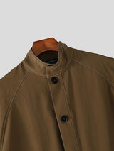 Men's Avant-Garde Zen Contrast Stitch Stand Collar Cloak SKUL79052