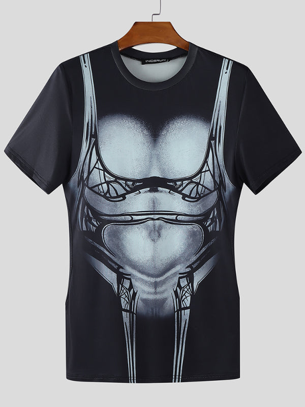 Men's Muscle Print Short Sleeve T-Shirt SKUL19742