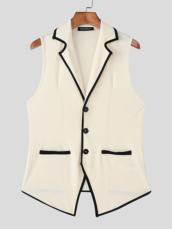 Men's Bold Stripe Colorblock Casual Waistcoat SKUL22775
