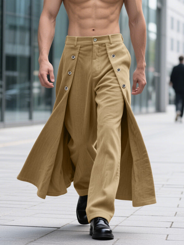Men's Textured Corduroy Layered Design Pant SKUL29771
