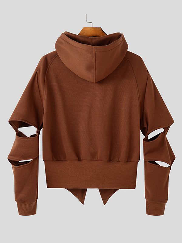 Mens Deconstructed Cropped Long-Sleeve Hoodie SKUK88245