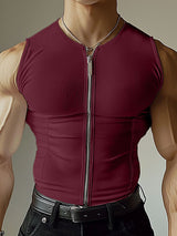 Mens Solid Textured Casual Tank SKUL01330