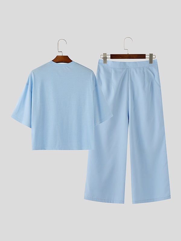 Mens Solid Color Casual Two Pieces Outfit SKUL08518