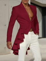 Men's Ruffled Patchwork Casual Long Sleeve Blazer SKUL38934