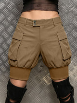 Men's Cyberpunk Techwear Multi-Pocket Cargo Bloomer Short SKUL64172
