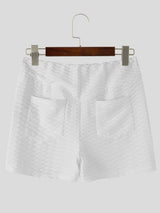 Men's Sexy Gym Textured Honeycomb Bubble Butt Lifting High Waist Back Pocket Short SKUL82417
