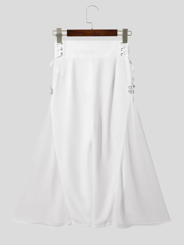 Men's Sheer Mesh Patchwork Casual Long Pant SKUL57876