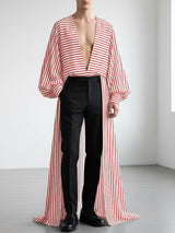 Men's Striped Asymmetrical Placket Long Sleeve Cardigan SKUL40324