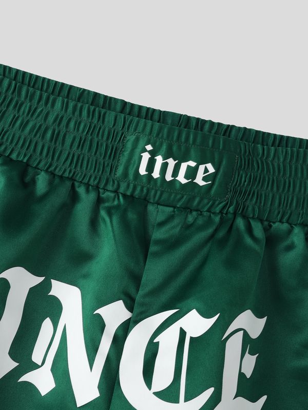 Men's High Street Retro Satin Letter Print Boxing Short SKUL69386