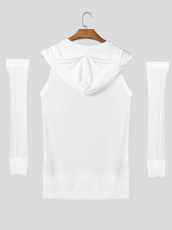 Men's Knit Textured Hooded T-Shirt SKUL28174