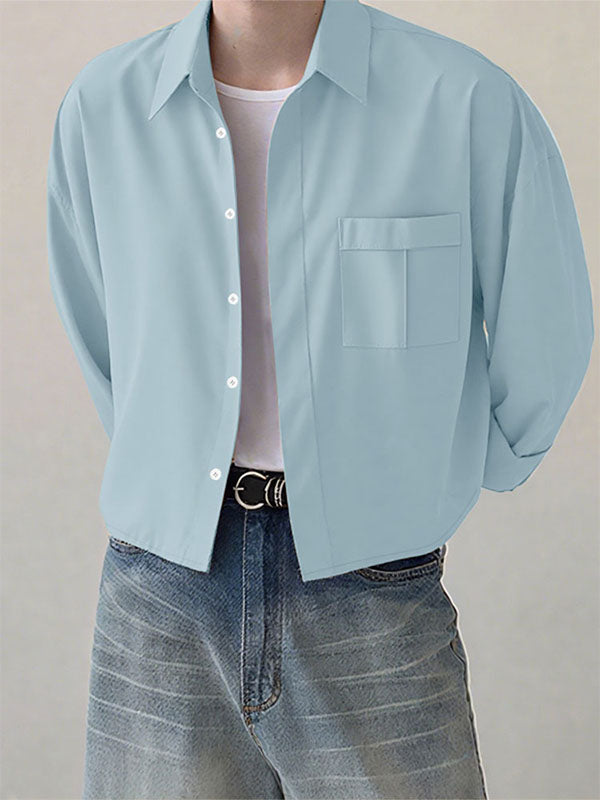Men's Solid Color Casual Long Sleeve Shirt SKUL27345