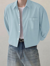 Men's Solid Color Casual Long Sleeve Shirt SKUL27345